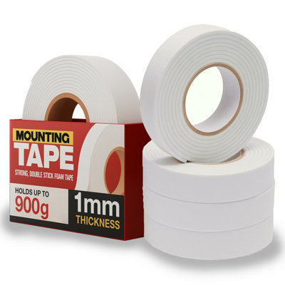 Double Sided Adhesive Tape White Multipurpose Foam Strong Mounting Tape For Diy Craft Gift Boxes Decor Heavy Duty 5 Rolls from B&Q