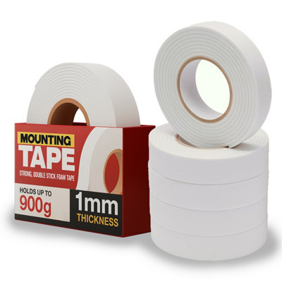 Double Sided Adhesive Tape White Multipurpose Foam Strong Mounting Tape For Diy Craft Gift Boxes Decor Heavy Duty 6 Rolls from B&Q