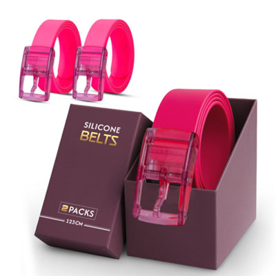 3 Pack Pink Rubber Belts With Stylish Transparent Silicone Pin Buckle For Men Ideal For Outdoor Adventures Travel And Daily Wear from B&Q