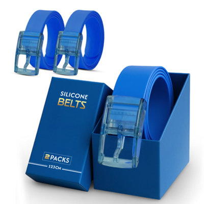 3 Pack Blue Rubber Belts With Stylish Transparent Silicone Pin Buckle For Men Ideal For Outdoor Adventures Travel And Daily Wear from B&Q