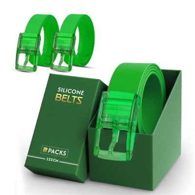 3 Pack Light Green Rubber Belts With Stylish Transparent Silicone Pin Buckle For Men Ideal For Outdoor Adventures And Daily Wear from B&Q