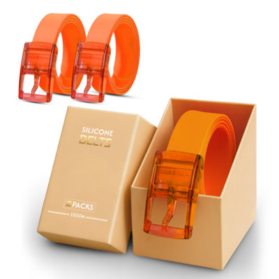 3 Pack Orange Rubber Belts With Stylish Transparent Silicone Pin Buckle For Men Ideal For Outdoor Adventures Travel And Daily Wear from B&Q