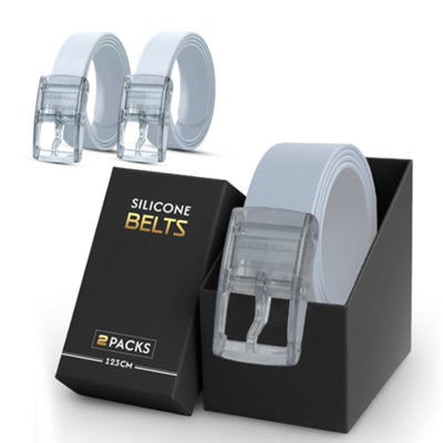 3 Pack White Rubber Belts With Stylish Transparent Silicone Pin Buckle For Men Ideal For Outdoor Adventures Travel And Daily Wear from B&Q