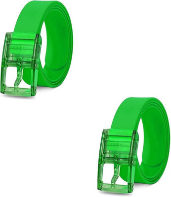 Mens 2 Pack Light Green Rubber Belts Stylish Silicone Transparent Pin Buckle Ideal For  School Outdoor Adventures And Daily Wear from B&Q