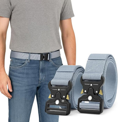 Mens Military Belts Gray 2Pack Tactical With Quick-Release Buckle For Outdoor Hiking Security Combat & Daily Use from B&Q