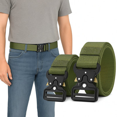 Mens Military Belts Army Green 2Pack Tactical With Quick-Release Buckle For Outdoor Hiking Security Combat & Daily Use from B&Q