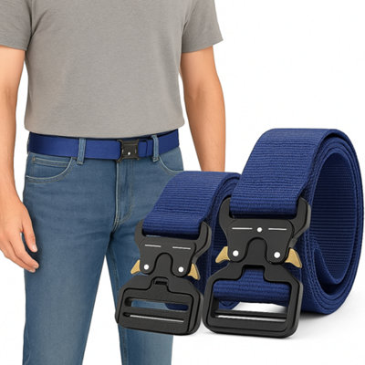 Mens Military Belts Navy Blue 2Pack Tactical With Quick-Release Buckle For Outdoor Hiking Security Combat & Daily Use from B&Q