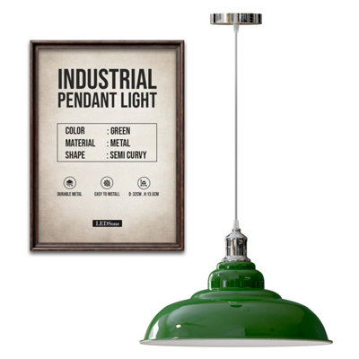  - Ledsone Industrial Style Pendant Light Green And Chrome Ceiling Light With Shade