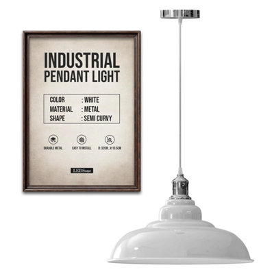  - Ledsone Industrial Style Pendant Light Chandelier Flush Mount  White And Chrome Ceiling Light With Shade