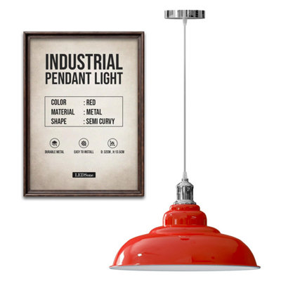  - Ledsone Industrial Pendant Light Red And Chrome Ceiling Light With Shade