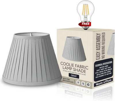 Gray Satin Fabric Coolie Lampshade 28Cm With Included A60 Led Bulb from B&Q