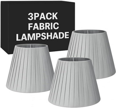 Grey Stain 3 Pack 28Cm Fabric Coolie Lampshades With A60 Led Bulb Included from B&Q
