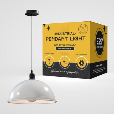Ledsone Industrial Vintage Retro Style Ceiling Hanging Pendant LightWhite from B&Q