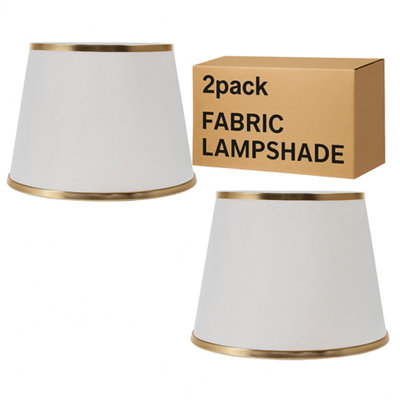  - 2 Pack Off White Fabric Lampshades 22Cm E27 Tapered Coolie Lamp Shades For Table & Ceiling Lamps