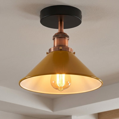 Flush Ceiling Lights Indoor Lights Metal E27 Base And Cone Shade No Bulb from B&Q