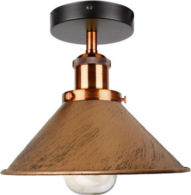 Semi Flush Mount Lighting For Bedroom Livingroom Kitchen With E27 Holder 22Cm Cone Lampshade Easy Fit Durable Metal No Bulb from B&Q