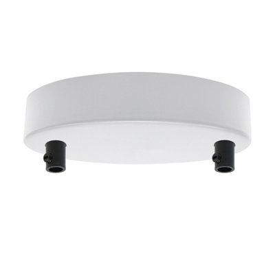  - 2 Outlet White Metal Ceiling Rose 120mm Diameter 25mm Height Light Fitting Pendant Lamp Base Easy Install Home Lighting Fixture