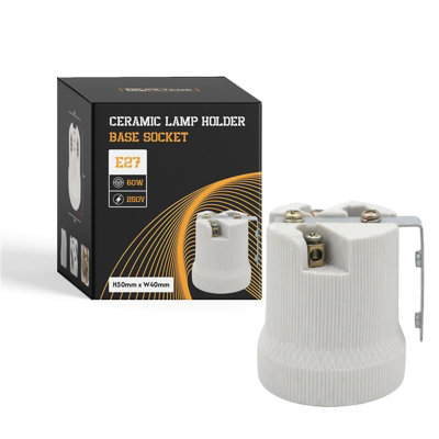  - Ceramic Porcelain  E27 Lamp Holder White Screw In Light Bulb Socket With Batten Mounting Bracket For Pendant Diy Lighting
