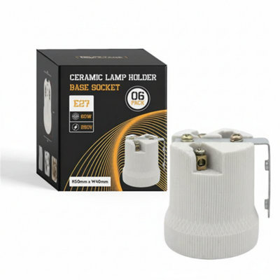 6 Pack E27 Bulb Holder Edison Screw White Ceramic Porcelain Lamp Holder For Table Lamp E27 60W Plain Lamp Holder Socket Uk from B&Q