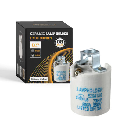 Ceramic E27 Lamp Holder With Bracket Heat Resistant Light Bulb Socket 250V 660W For Hanging Pendant Light from B&Q