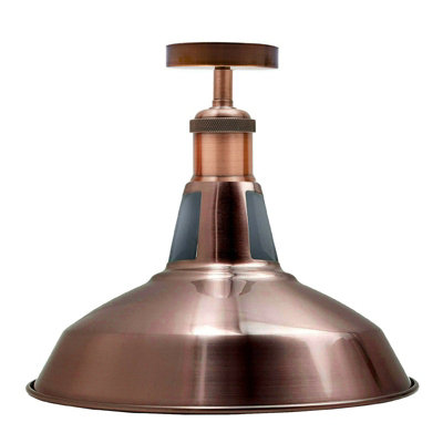 Vintage Semi Flush Mount Ceiling Light With E27 Base 30Cm Metal Shade For KitchenLiving Room Copper Without Bulb from B&Q