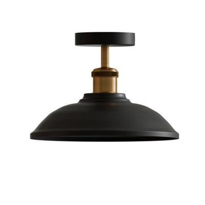 Vintage Semi Flush Mount Ceiling Light With E27 Base 24Cm Metal Shade For KitchenLiving Room Black  Without Bulb from B&Q