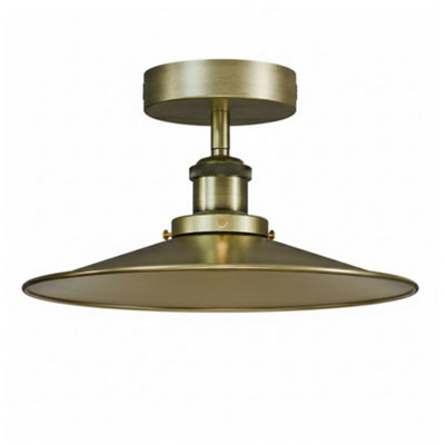 Vintage Semi Flush Mount Ceiling Light With E27 Base 22Cm Metal Shade For KitchenLiving Room Green Brass  Without Bulb from B&Q