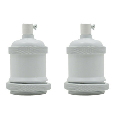  - 2Pcs E27 Brass Lamp Holder Batten Lampholder  E27 Bulb Socket White Metal Screw Base Socket Lamp Holder Pendant Holder Fitting