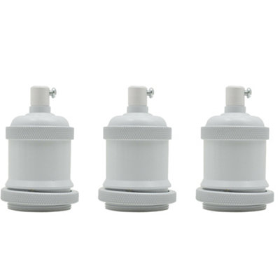  - 3Pcs E27 Brass Lamp Holder Batten Lampholder  E27 Bulb Socket White Metal Screw Base Socket Lamp Holder Pendant Holder Fitting