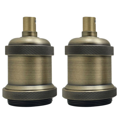  - Lamp Holder Batten Brass Bulb Socket Adapter Brass Finish E27 Screw In Diy Pendant Or Wall Light Fitting- Green Brass