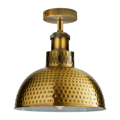 Vintage Semi Flush Mount Ceiling Light With E27 Base 22Cm Metal Cone Shade For KitchenLiving Room Red With Bulb from B&Q