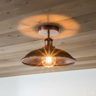 E27 Base Flush Ceiling Light With 36Cm Brushed Copper Lamp Shade Easy Fit Durable Metal For KitchenLiving Room Without Bulb from B&Q