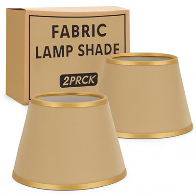Fabric Lampshade 22Cm Coolie  Turmeric Burlap 2 Pack Easy Fit With Free A60 Led Bulb from B&Q