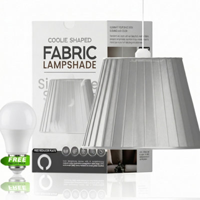 3 Pack Fabric Coolie Lampshades 28Cm Silver With A60 Led Bulb  PendantCeiling & Table Lamp Shades from B&Q