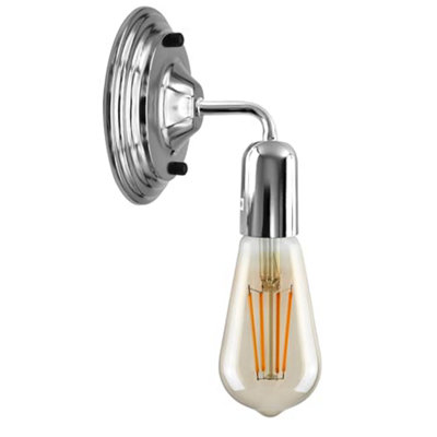 Industrial Wall Light Vintage Metal Wall Sconce Lamp Led E27 Lighting Fixture Chrome from B&Q