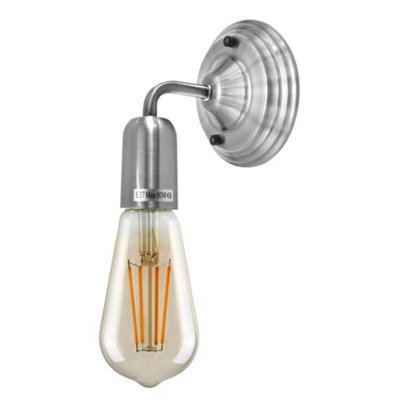  - Industrial Wall Light Vintage Metal Wall Sconce Lamp Led E27 Lighting Fixture Satin Nickel Color With Bulb
