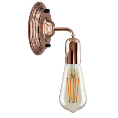  - Industrial Wall Light Vintage Metal Wall Sconce Lamp Led E27 Lighting Fixture Rose GoldWith Bulb