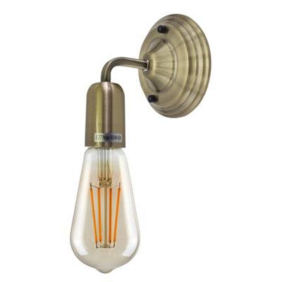 Industrial Wall Light Vintage Metal Wall Sconce Lamp Led E27 Lighting Fixture Green Brass from B&Q