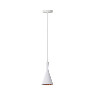 Ledsone Industrial Pendant LightWhite Contemporary Hanging Light E27 Lamp Fixture Farmhouse Décor Dining Room Hallway from B&Q