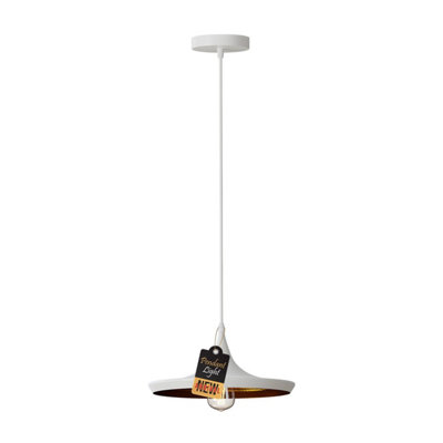 Ledsone Industrial Pendant LightWhite Contemporary Hanging Light E27 Lamp Fixture Farmhouse Décor Dining Room Hallway from B&Q