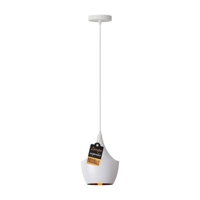  - Ledsone Industrial Pendant LightRetro Ceiling Lighting White Metal Lamp Shade With E27 Base,pendant Ceiling Light