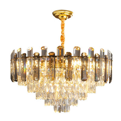 B&Q Light Ledsone Modern Round Crystal Chandeliers Luxury Ceiling Raindrop Pendant 40Cm B&Q