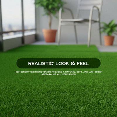 9 Pcs Artificial Grass Interlocking Deck Tiles, 30cm x 30cm Click Lock ...