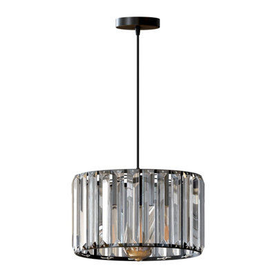 Ledsone Modern Crystal Glass Shade Mini Chandelier Pendant LightDrum Shape E27 Ceiling Hanging Light With Bulb ,20Cm from B&Q