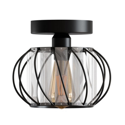 Ledsone Modern Crystal Chandelier E27 Semi Flush Ceiling LightBlack18CmIncl. Bulb from B&Q