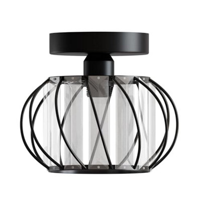 Ledsone Modern Crystal Chandelier E27 Semi Flush Ceiling LightWhite18CmIncl. Bulb from B&Q