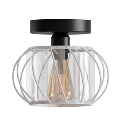 Ledsone Modern Crystal Chandelier E27 Semi Flush Ceiling LightWhite16CmIncl. Bulb from B&Q