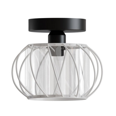 Ledsone Modern Crystal Chandelier E27 Semi Flush Ceiling LightWhite16Cm from B&Q