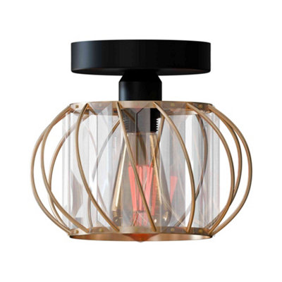 Ledsone Modern Crystal Chandelier E27 Semi Flush Ceiling LightGold18CmIncl. Bulb from B&Q
