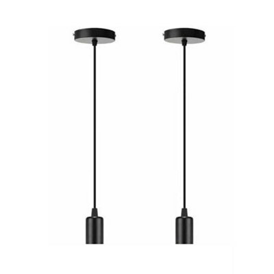 Ledsone 2 Pack Vintage Modern Industrial Ceiling Light 95Cm Black Round Adjustable Pvc Cable With E27 Lamp Holder from B&Q